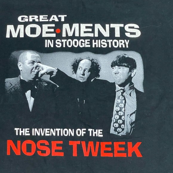 Vintage Three Stooges Graphic T-Shirt Great Mor Moe Ments In Stooge History XL - Picture 3 of 4